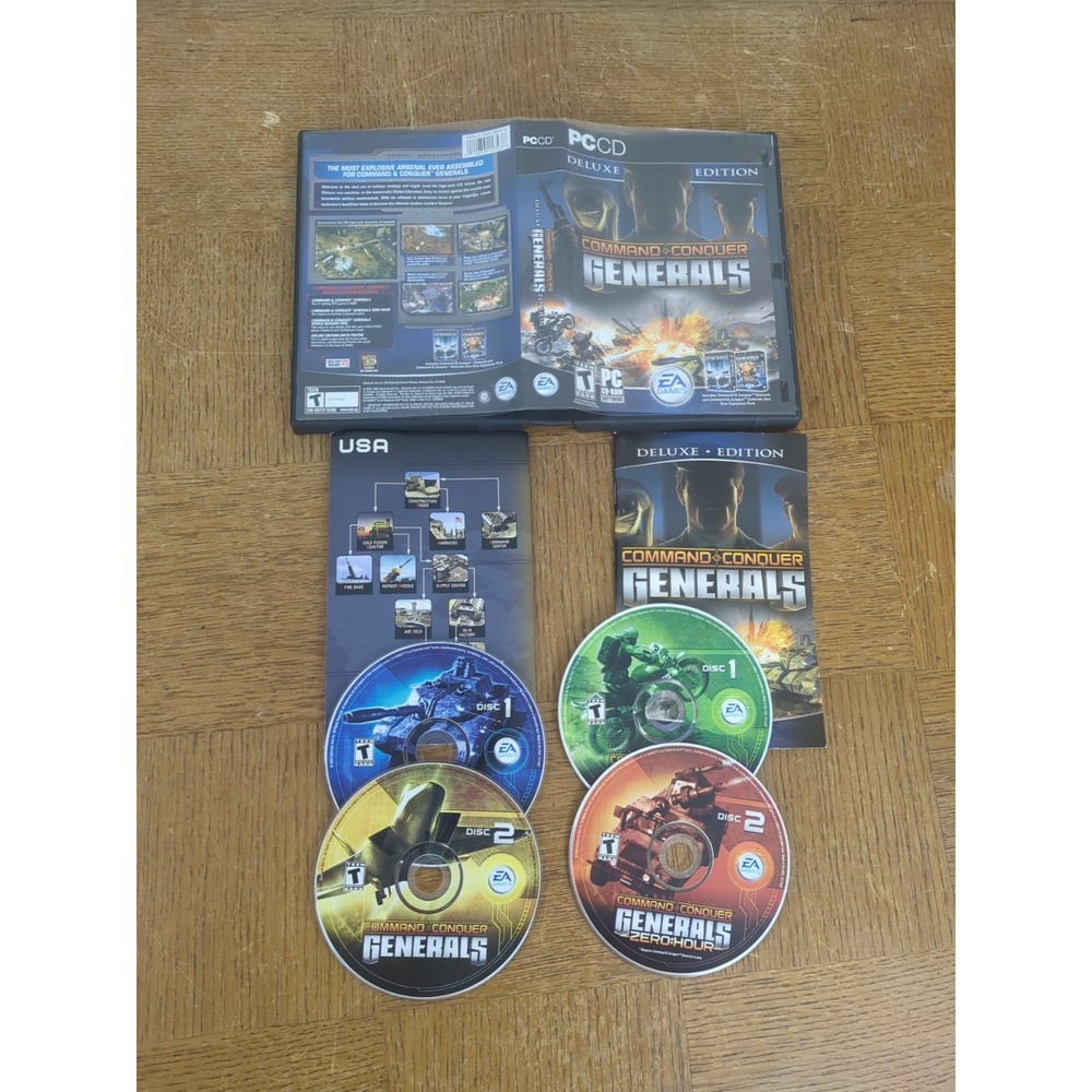 PC CD - Command & Conquer Generals Deluxe Edition 4 Disc Set w/ CD Key & Booklet